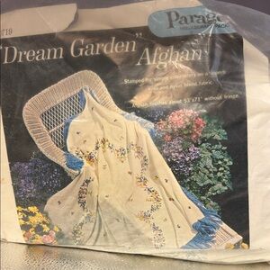 Paragon Floral Afghan Kit with Blue and Cream​